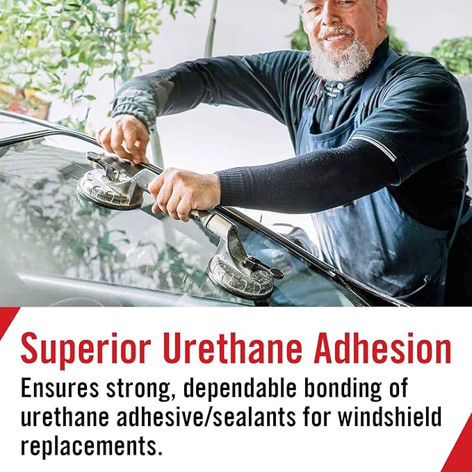 Windshield Primer - Ideal for Windshield Replacement - Promotes Adhesion of Urethan Adhesive/Sealants - UV Resistant - Fast Drying, No Activator - Incl. 2 Daubers and Gloves - Black - 30 mL / 1 fl oz