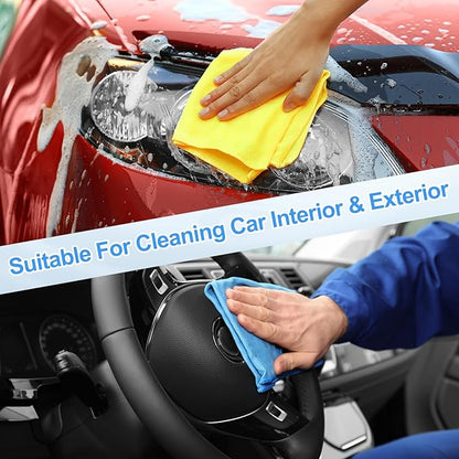 HARFINGTON 6 Pack Microfiber Cleaning Cloth, 24" x 16" Multi-Functional Cleaning Towels Reusable Absorbent Rags for Car Wash Kitchen Household Window Clean, Purple
