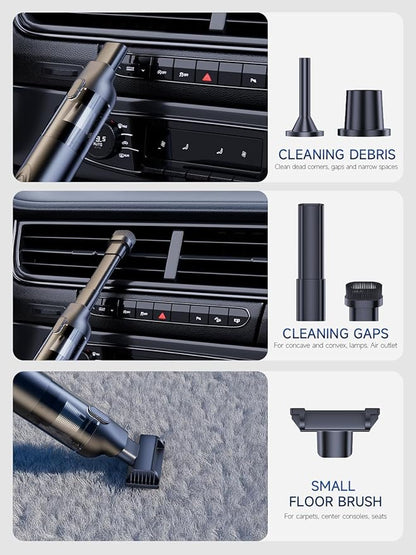 Car Vacuum Portable Cordless, 20000pa 4-in-1mini Handheld Vacuum Cleaner up to 70 Mins Runtime, 3 Suction Modes & USB-C Fast Charge Wet/Dry Hand Held Cleaner Power for Car Home Pet Food Keyboards