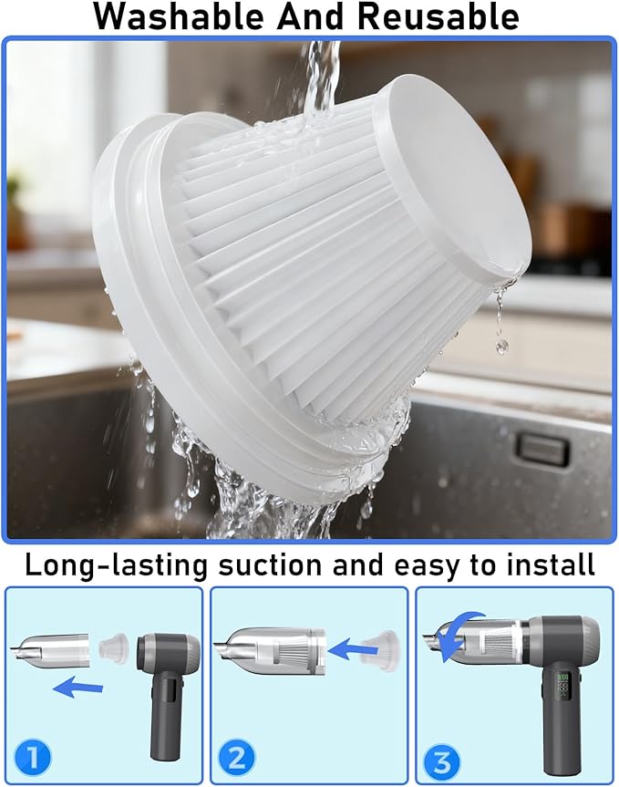 Clicar Handheld Vacuum Cordless, Suction/Blow 2 in 1 Cordless Vacuum Cleaner, 100W Large Suction brushless Motor Vacuum Cleaners for Home.Vacuum Cleaner for Car, Home, Pet Hair, Office, Keyboards.