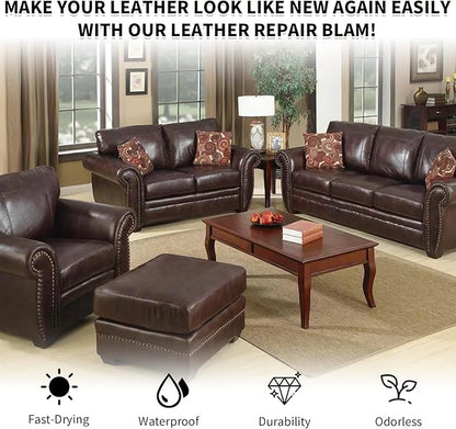 BSCPAM Dark Brown Leather Recoloring Balm,Leather Couch Scratch/Stain Remover,Leather Repair kit for Vinyl Furniture and Car Interior,Leather Dye Paint for Scratched and Faded Leather Couches