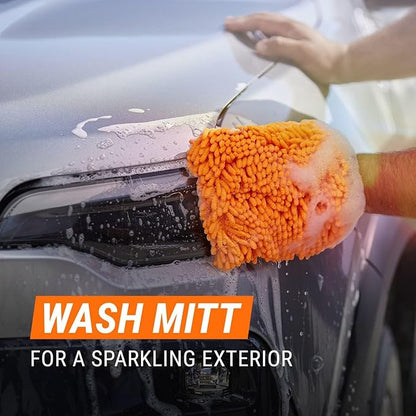 Armor All Car Wash Kit, Includes Car Wash Soap, Wash Mitt & Microfiber Towel (3 Piece Kit)