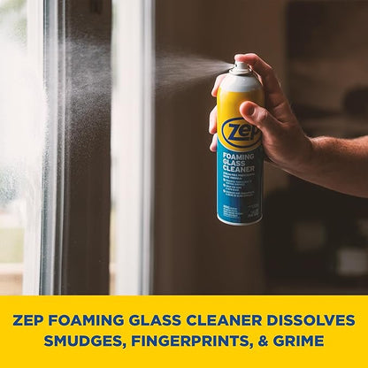 Zep Foaming Glass and Plexiglass Cleaner - 19 oz (Case of 4) ZUFGC19 - Foaming Formula Clings to Vertical Surfaces. Trusted by Pros