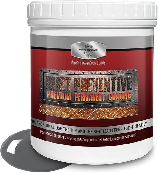 styleonme Water-based metallic paint, Anti-Rust Paint, Grey 32 Fl Oz, Metal Primer & Preventive Coating, Rust Preventive Paint, Stop Rust and Corrosion Permanently (High-Gloss)