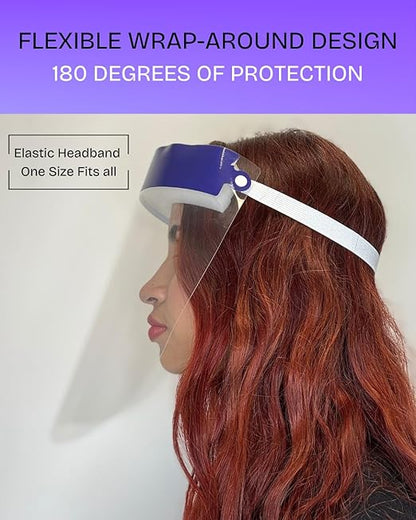 Mystic Romance 30 Pack Face Shields – Reusable Anti-Fog Full Face Protection – Clear Safety Gear for Work, Salons & Travel