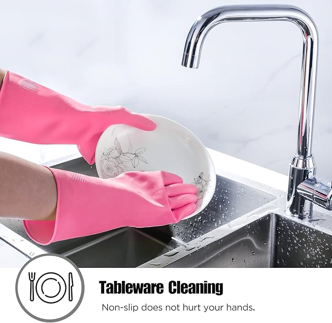 IUCGE Rubber gloves dishwashing 2 or 4 Pairs for Kitchen,Cleaning gloves for household Reuseable.
