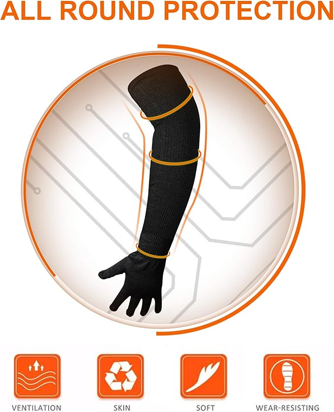 CAWANFLY Protective Kevlar Gloves with Sleeves - Level 5 Protection, Heat & Cut Resistant for Welding, Kitchen, Gardening