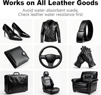 Black Leather Repair Kit, Black Leather Recoloring Balm, Leather Dye - Restore & Renew Scratch, Faded and Aged Leather & Vinyl Couches, Boots, Car Seats or Leather Furniture