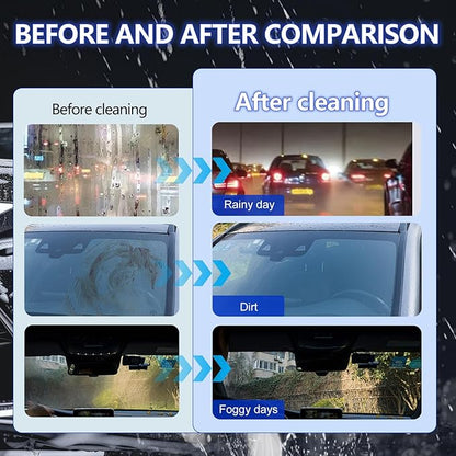Auiepet Car Glass Oil Film Cleaner, 2026 New Automotive Oil Film Cleaning Brush for Car Windows, Cars Window Glasses Cleaning Boar with Extra Cleaner, Universal Anti-Rain Fog Glass Brush (2)