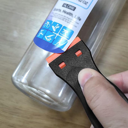 EHDIS 1.5" Plastic Razor Scraper Tool with 10pcs Double Edged Blades for Adhesive Remover,Removing Labels Stickers Decals Taping on Glass Windows(True Black)