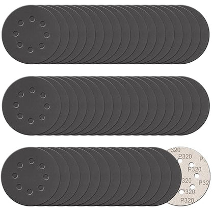 100 Pcs 5 Inch Sanding Discs Hook & Loop 8 Holes Wet Dry 320 Grit Sandpaper Silicon Carbide Sand Paper for Orbital Sander Automotive Wood Plastic Metal Polishing (100Pcs 320 Grit)