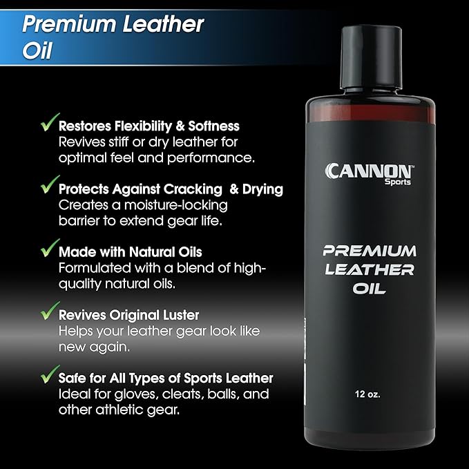 Cannon Sports Premium Baseball Glove Oil - Restores, Protects, Conditions, Softens, Waterproofs – All-Natural Ingredients - for Baseball Gloves, Softball Gloves, Other Leather Sports Gear & Much More