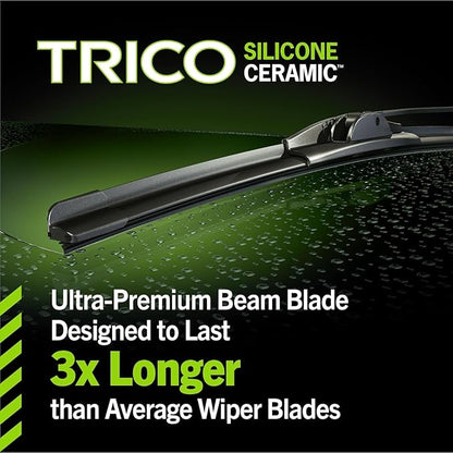 TRICO Silicone Ceramic Automotive Replacement Windshield Wiper Blade, Ceramic Coated Silicone Super Premium All Weather includes 19 inch & 19 inch Beam blades for Select Vehicle Models (90-1919)