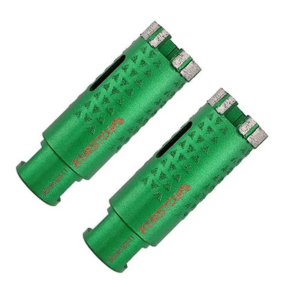 KURSTOL Diamond Core Drill Bits - 2pcs 1-3/8 Inch with 58-11 Thread Granite Hole Saw Dry or Wet Drilling Hard Stone Marble Concrete Quartz Countertop Laser Welded Masonry Coring(35mm)