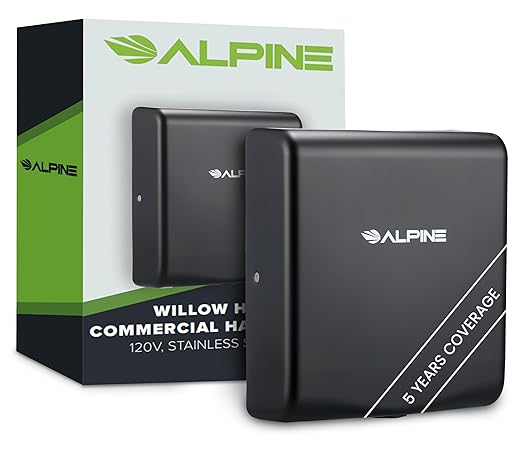 Alpine Hand Dryers for Bathrooms Commercial Extreme Speed Automatic Electric Hand Dryer for Home Bathroom/Restaurant with HEPA Filter, Heat & Speed Control - ADA Compliant (120v Matt Black)