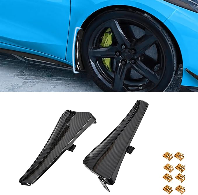 BILLFARO Extended Front Splash Guards Mud Flaps,Carbon Fiber Pattern Wheels Rock Guards Mudflap Fender Mudguard Mud Guards Protector ﻿Accessories for Corvette C8 Z06 2023+ for C8 E-Ray 2024+