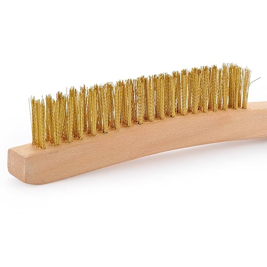 MAXMAN Brass Brush, Soft Brass Bristle, Wire Brushes for Cleaning Metal Rust, Welds, Wire Brush with 14" Beechwood Handle, Large, 2 Pcs