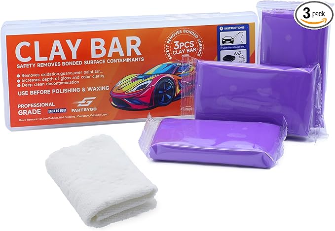 Clay Bar 3 Pack 300g (3x100g) – Medium Grade Detailing Clay for Car Paint Cleaning, Removes Surface Contaminants, Smooths Surface & Preps for Waxing or Polishing