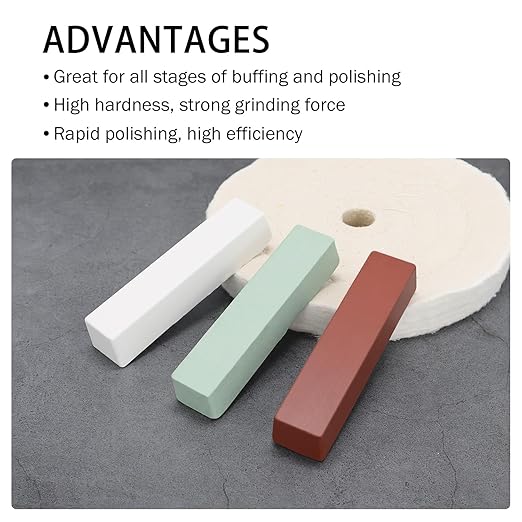 QZATTCAEN Buffing Polishing Cutting Compounds 12 Oz. Kit - Green Fine/White Medium/Red Coarse - 3 Pack