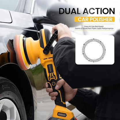 Cordless 6" DA Buffer Polisher Compatible with Dewalt 20V Battery(Tool Only), Brushless, 5500 OPM, 15mm/21mm Orbit, 6-Speed Random Orbital Car Polisher Waxer for Detailing