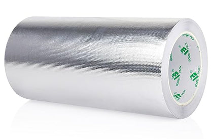 BOMEI PACK Adhesive Aluminum Foil Heat Shield Tape Barrier, Fiberglass Thermal Insulation Reflective Material High Temp Protection (9inch x 66ft)