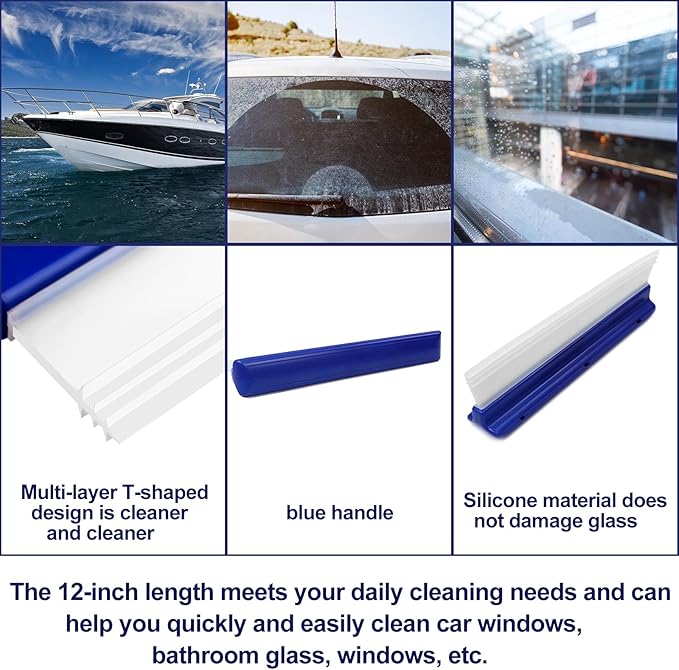 2pack 12.2 Inch Car Drying Squeegee Water Blade Professional Automotive Wiper Car Squeegee Water Blade Squeegee Silicone Auto Car Dryer, Upgrade 3-Layer Sink for Car Squeegee Water Blades for Cars