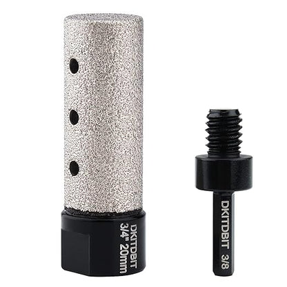 Diamond Coated Finger Bit, 3/4" Tile Milling Bit to Enlarge Grind Polish Shape Holes on Porcelain Ceramic Marble Granite Tile Countertop, with 5/8-11 Thread to 3/8" Hex Shank Adapter, Diameter 20mm