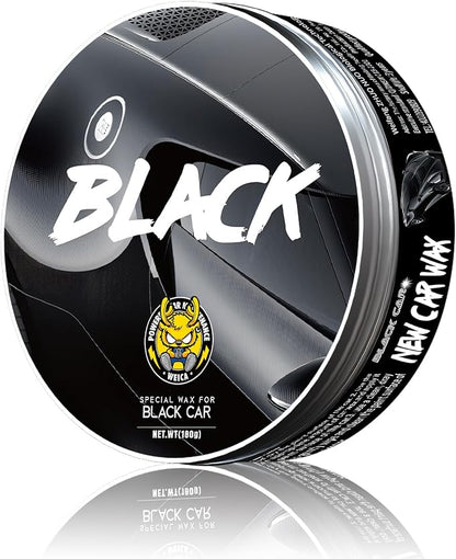 WEICA Black Car Wax Paste with Carnauba - Cera para Autos, Swirl Mark Minimizer & Gloss Enhancer for Dark Vehicles, Safe on Clear Coat, 180g Kit w/Applicator Sponge & Microfiber Towel