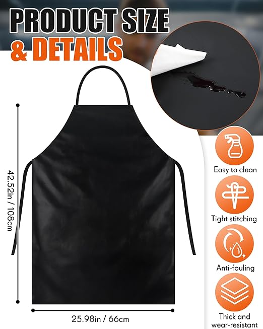 ElectricWise 3 Pack Safety Face Mask Shield with 42.5" waterproof Rubber Apron Latex Gloves for Grinding Heavy Duty Chemical Work