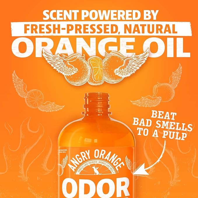 ANGRY ORANGE Pet Odor Eliminator for Dog and Cat Urine, Carpet Stains, and Strong Smells – Citrus Cleaner with Natural Orange Oil – 24 oz
