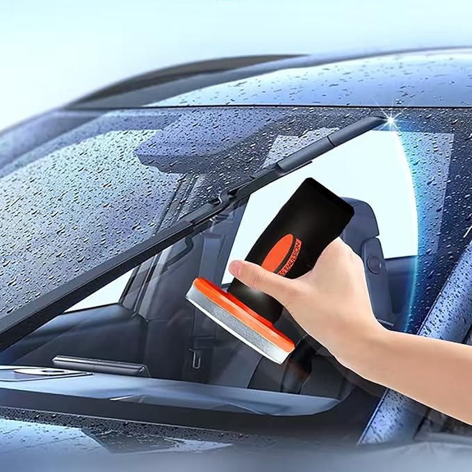 2PCS Glass Oil Film Remover for Car,Roll-On Glass Compound with Cleaning Board,Removes Oil Film & Smudges,Universal Anti-Rain Fog BrushOil Film Remover for Car Windshields and Windows(100g)
