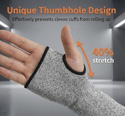 GOL-SIV Arm Protectors For Thin Skin And Bruising, Cut Resistant Sleeves For Men Women, A5 Level Farmer Sleeve For Gardening (Grey & Pink, 17.7 In - 2pairs)