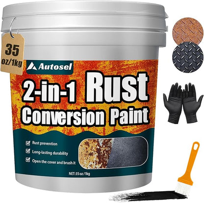 2-in-1 Rust Converter & Metal Primer, Stops Rust,Rust Inhibitor Paint for Metal, Rust Conversion Paint, Heat-Resistant Anti Rust Coating for Car, Marine, Industrial, Chassis, Long-Lasting (35 oz)