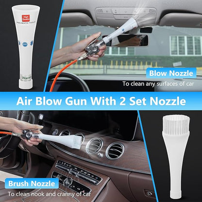 MYPIN Upgraded Car Cleaning Gun, 6-9.2Bar, High Pressure Air Blow Gun with 2 Set Nozzle, Interior Car Cleaning for Vehicle Upholstery Carpet Seat