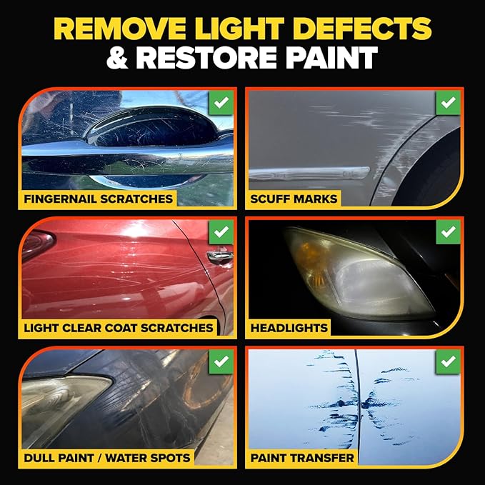 Carfidant Scratch and Swirl Remover - Car Scratch Remover for Vehicles Paint - Polishing Compound for Cars - Universal Repair Car Paint - 8.4 fl. Oz with Buffer Pad