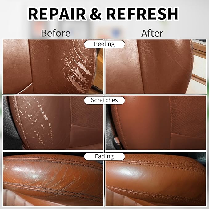 WEYSTOM Leather Recoloring Balm, 12oz Large Size Leather Dye, Color Restorer, Scratch Repair, Furniture & Couch Restorer Kit, Repair Kit for Furniture(Light Brown)
