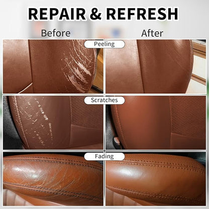 WEYSTOM Leather Recoloring Balm, 12oz Large Size Leather Dye, Color Restorer, Scratch Repair, Furniture & Couch Restorer Kit, Repair Kit for Furniture(Light Brown)