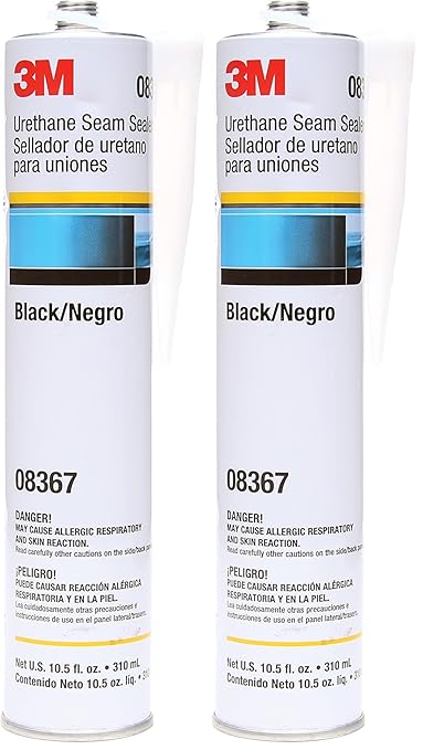 3M Urethane Seam Sealer, 08367, Black Color, High Solids, Permanently Flexible, 310 mL/10.5 fl oz Cartridge (Pack of 2)