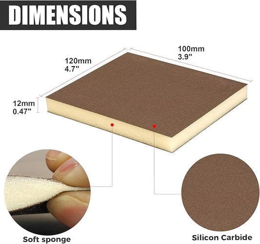 18pcs Sanding Sponge 120 grit Soft Sanding Block Washable and Reusable, Double-Sided Sponge Sanding Blocks Wet Dry Sandpaper Pad for Wood Metal FurniturePaint