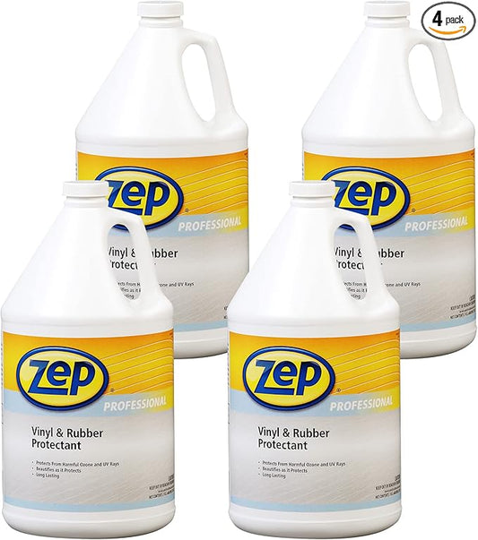 Zep Professional Vinyl and Rubber Protectant - 1 Gallon (Case of 4)- 1041479 - Resist the Effects of Harmful Ozone and UV Rays, For Boat, Seats, Upholstery