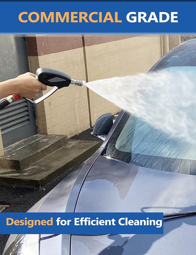 TOOLCY Pressure Washer Short Gun with Stainless Swivel & QC, 304 Stainless Steel 3/8" Plug & 1/4" Quick Connect, Commercial Grade, Max 5000 PSI / 10.5 GPM, Premium Power Washer Gun for Car Detailing