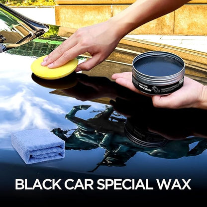 WEICA Black Car Wax Paste with Carnauba - Cera para Autos, Swirl Mark Minimizer & Gloss Enhancer for Dark Vehicles, Safe on Clear Coat, 180g Kit w/Applicator Sponge & Microfiber Towel