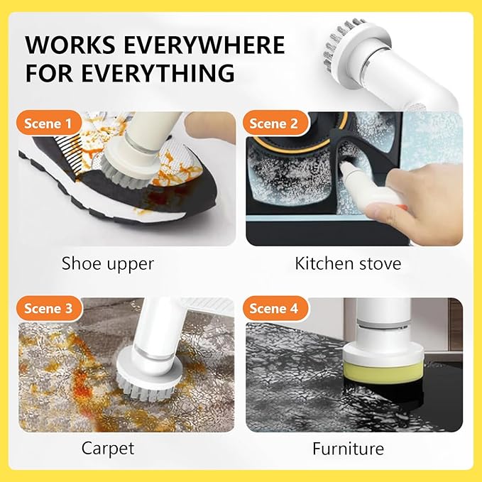 Cordless Electric Cleaning Brush – Compact & Portable, Long-Lasting Battery, Powerful Motor, Fully Waterproof. Perfect for Floors, Bathrooms, and Car Seat Crevices