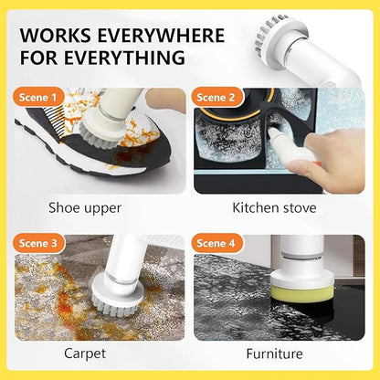 Cordless Electric Cleaning Brush – Compact & Portable, Long-Lasting Battery, Powerful Motor, Fully Waterproof. Perfect for Floors, Bathrooms, and Car Seat Crevices