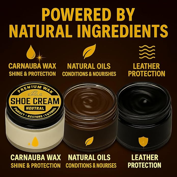Eagle 13-Piece Shoe Polish Kit – Black, Brown & Neutral Shoe Wax & Boot Cream with Dauber Brushes and Shine Cloths – Leather Shoe Shine & Care Kit