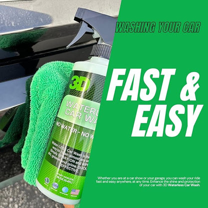3D Waterless Car Wash - Easy Spray Waterless Detailing Spray - No Soap or Water Needed - Great on Cars, RVs, Motorcycles & Boats 16oz.