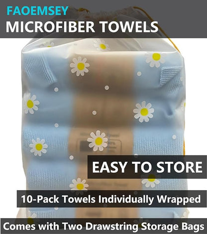 Microfiber Towels,10-Pack,16"x16",420GSM Edgeless,Soft Absorbent,Scratch-Free,Lint-Free,Professional Car Detailing Cloths,Home Cleaning Rays,Sky Blue