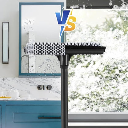 15.9" Plastic Handle Window Squeegee for Home, 2-in-1 Auto Window Cleaner with Sponge Car Windshield Squeegee for Gas Station, Shower, Glass & Outdoor