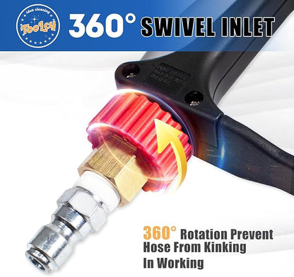 TOOLCY Pressure Washer Gun and 18" Curved Extension Wand, Commercial 5000 PSI / 10.5 GPM with Nozzle Tips, 3/8" Swivel USA-NPT Thread x Quick Socket, Sturdy Design for Gas Power Washer