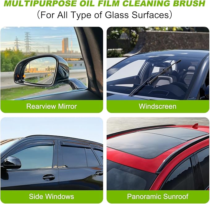 cioevantial Upgrade Automotive Oil Film Cleaning Brush,New 2.0 Clearvision Glass Cleaner,Glass Coating Board for Windshield,Prevents Rain and Fog Clearvision Car windshield cleaner tool(2PCS+Wipe)